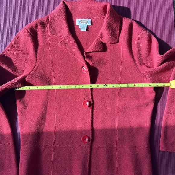 Talbots 100% Marino Wool Cardigan Size Medium Button Down Red Preppy Classic - Picture 7 of 8